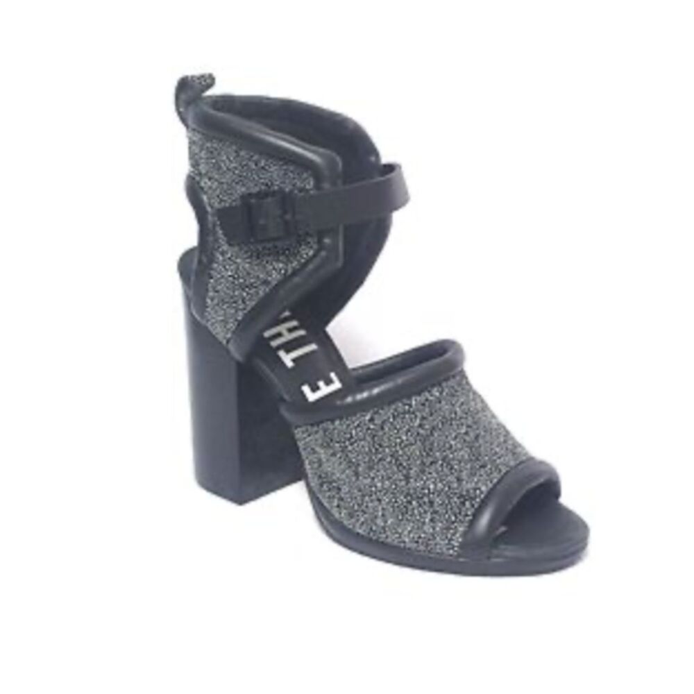 Earl Grey Leather Statement Heels — Cult Designer Aesthetic (US 8) Edgy